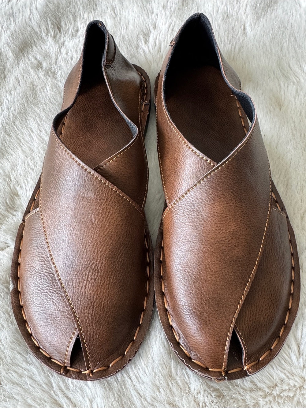 Men's Brown Leather Slip-On Loafers — Casual Comfort